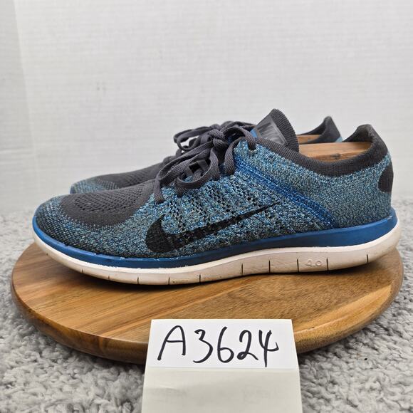 Nike Mens 11 Free 4.0 Flyknit Blue Gray Athletic Daily Running Shoe 631053-014 - Picture 1 of 13